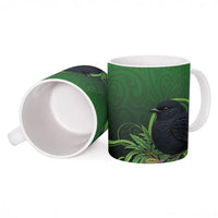 New Zealand Black Robin Ceramic Mug Karure Maori Koru Art Tattoo LT05 - Polynesian Pride