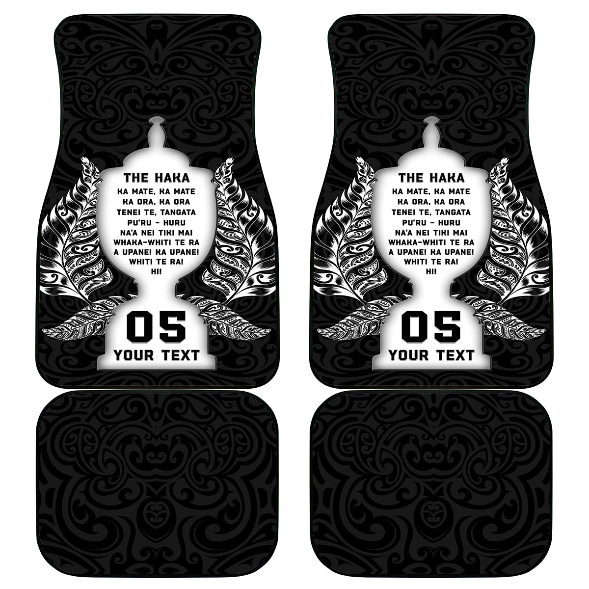 Custom New Zealand Rugby Car Mats The Haka With Champions Cup LT05 Black - Polynesian Pride