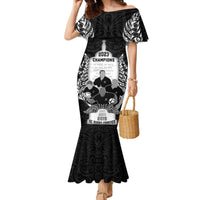Custom New Zealand Rugby Family Matching Mermaid Dress and Hawaiian Shirt The Haka With Champions Cup LT05 Mom's Dress Black - Polynesian Pride