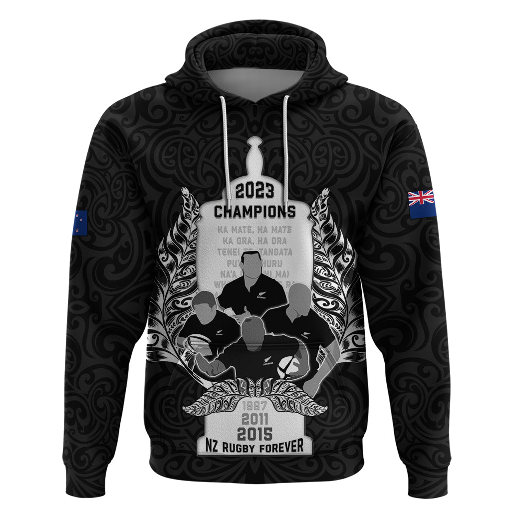 Custom New Zealand Rugby Hoodie The Haka With Champions Cup LT05 Pullover Hoodie Black - Polynesian Pride