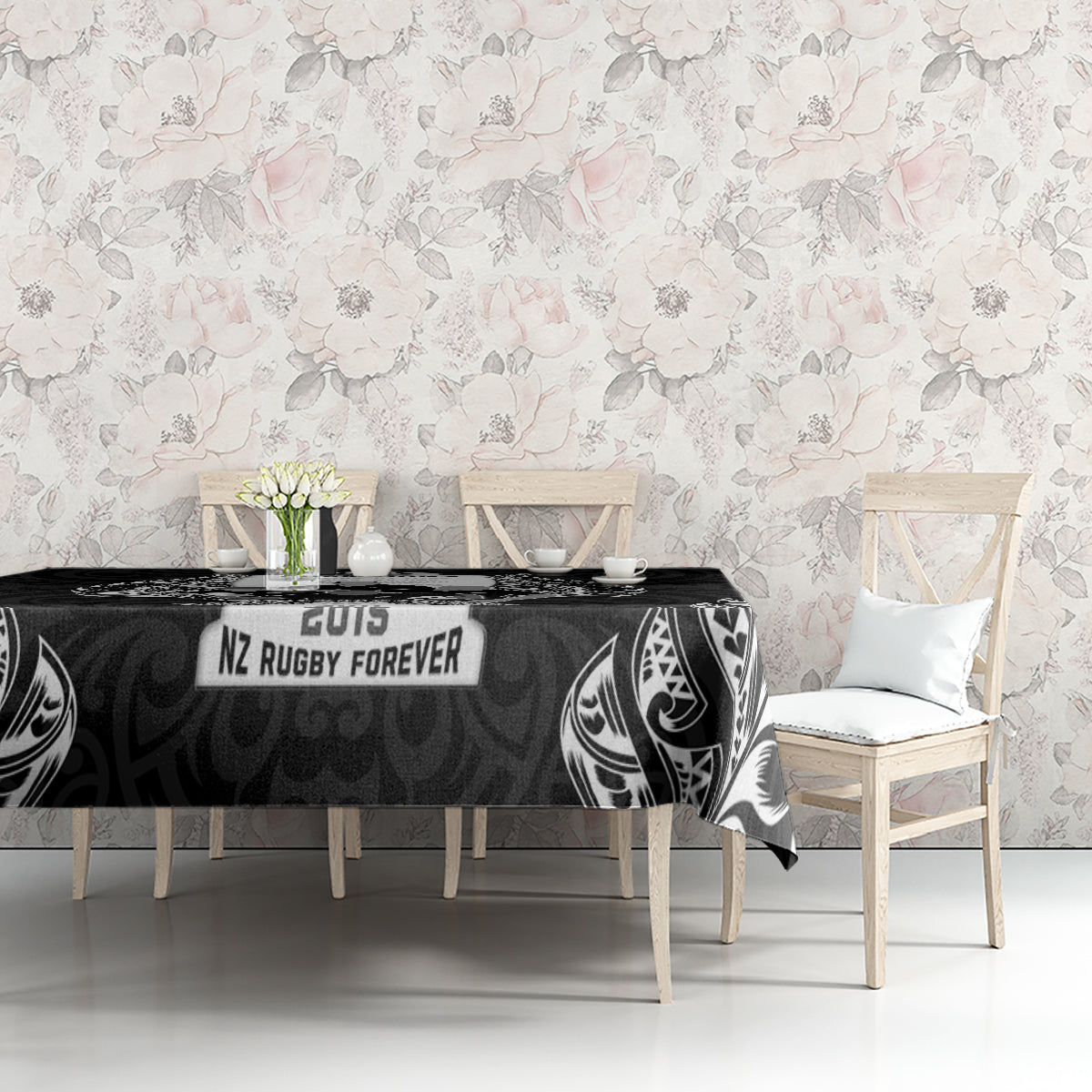 New Zealand Rugby Tablecloth The Haka With Champions Cup LT05 - Polynesian Pride