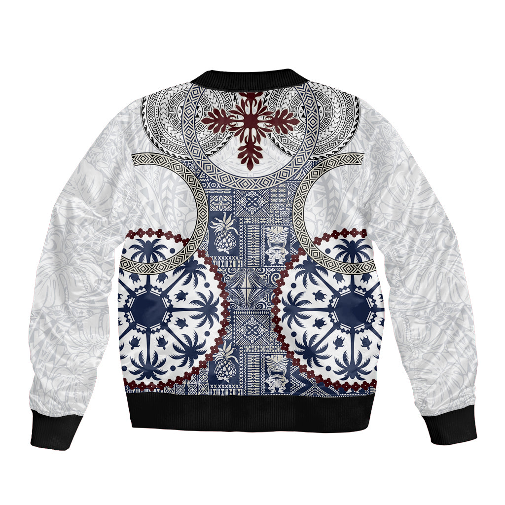 Hawaii Bomber Jacket Barkcloth Pattern Vintage Style LT05 - Polynesian Pride
