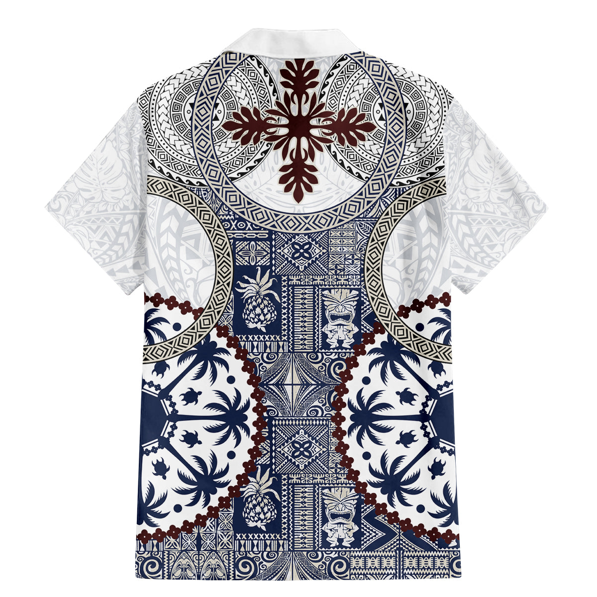 Hawaii Family Matching Mermaid Dress and Hawaiian Shirt Barkcloth Pattern Vintage Style LT05 - Polynesian Pride