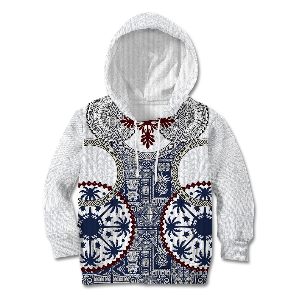 Hawaii Kid Hoodie Barkcloth Pattern Vintage Style LT05 Hoodie Blue - Polynesian Pride