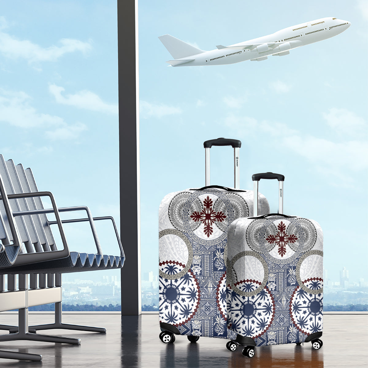 Hawaii Luggage Cover Barkcloth Pattern Vintage Style LT05 - Polynesian Pride