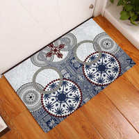 Hawaii Rubber Doormat Barkcloth Pattern Vintage Style LT05 Blue - Polynesian Pride