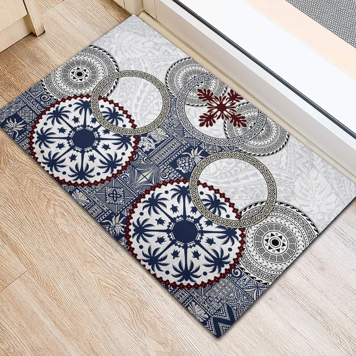 Hawaii Rubber Doormat Barkcloth Pattern Vintage Style LT05 - Polynesian Pride