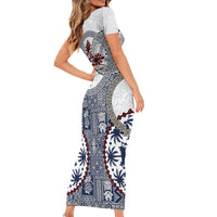 Hawaii Short Sleeve Bodycon Dress Barkcloth Pattern Vintage Style LT05 - Polynesian Pride