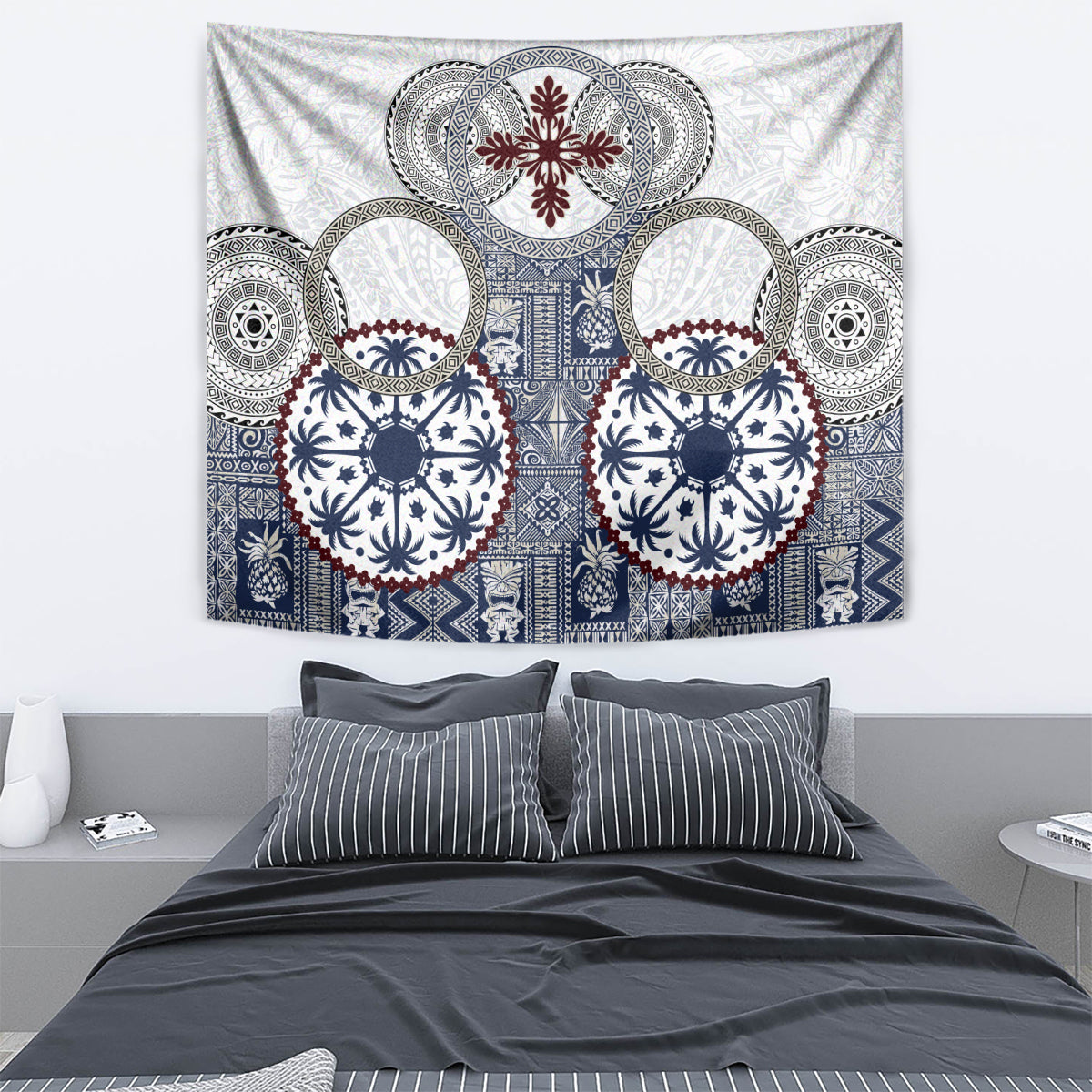 Hawaii Tapestry Barkcloth Pattern Vintage Style LT05 - Polynesian Pride