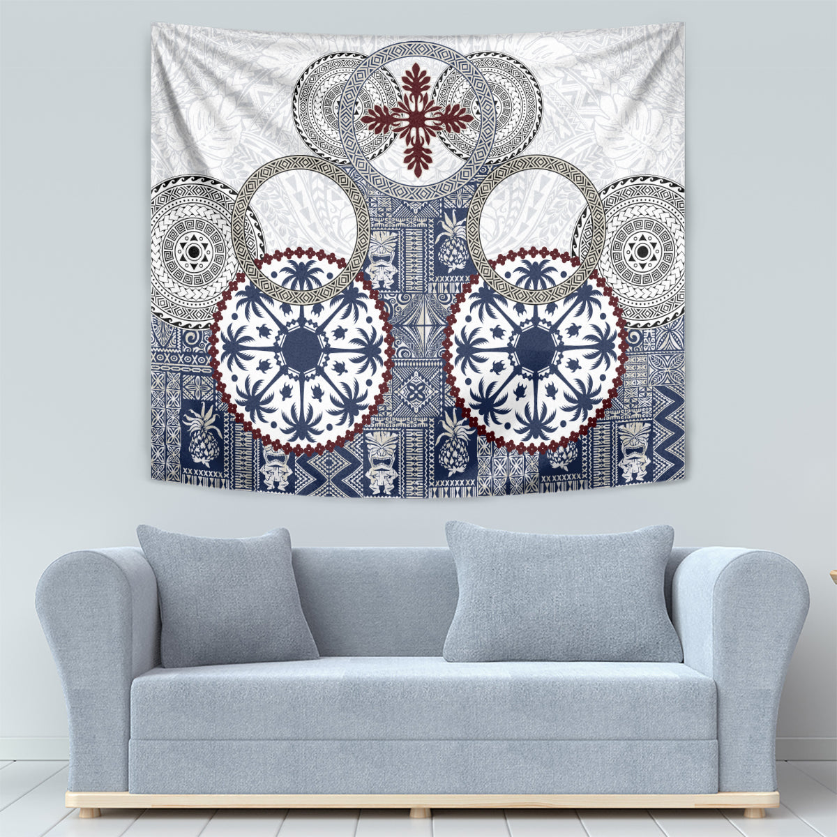 Hawaii Tapestry Barkcloth Pattern Vintage Style LT05 - Polynesian Pride