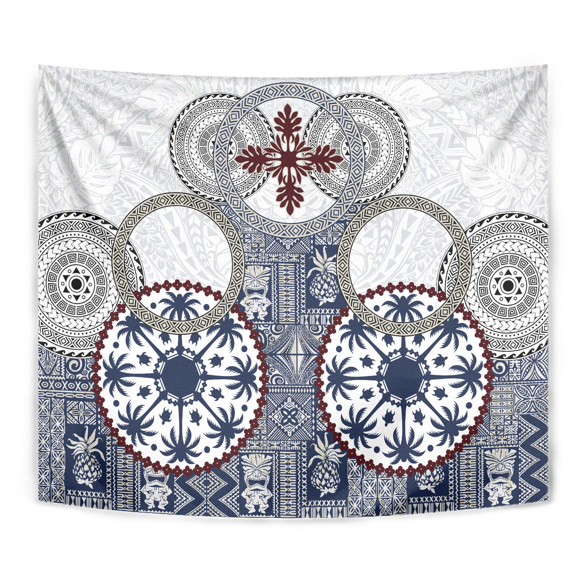 Hawaii Tapestry Barkcloth Pattern Vintage Style LT05 - Polynesian Pride