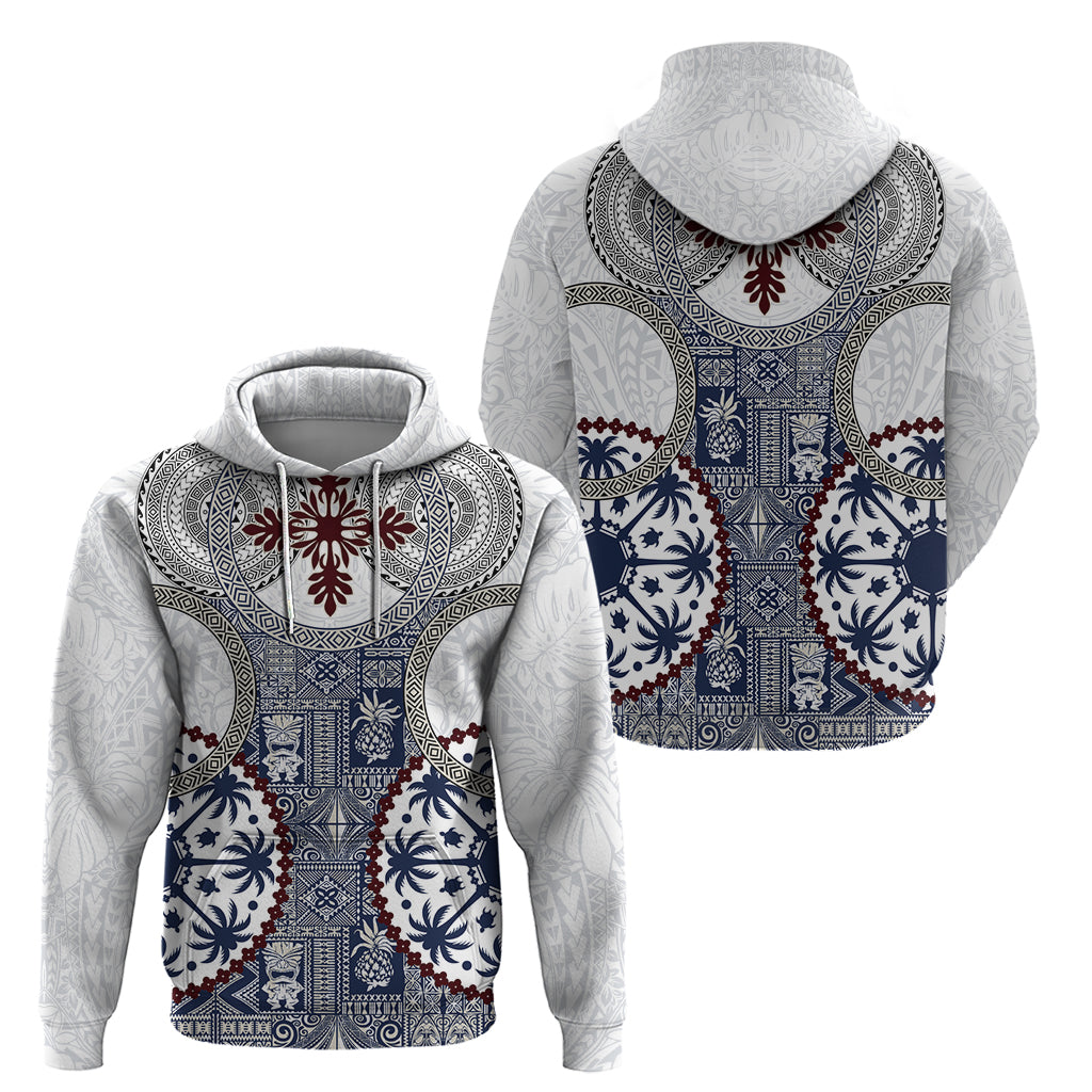 Hawaii Zip Hoodie Barkcloth Pattern Vintage Style LT05 - Polynesian Pride