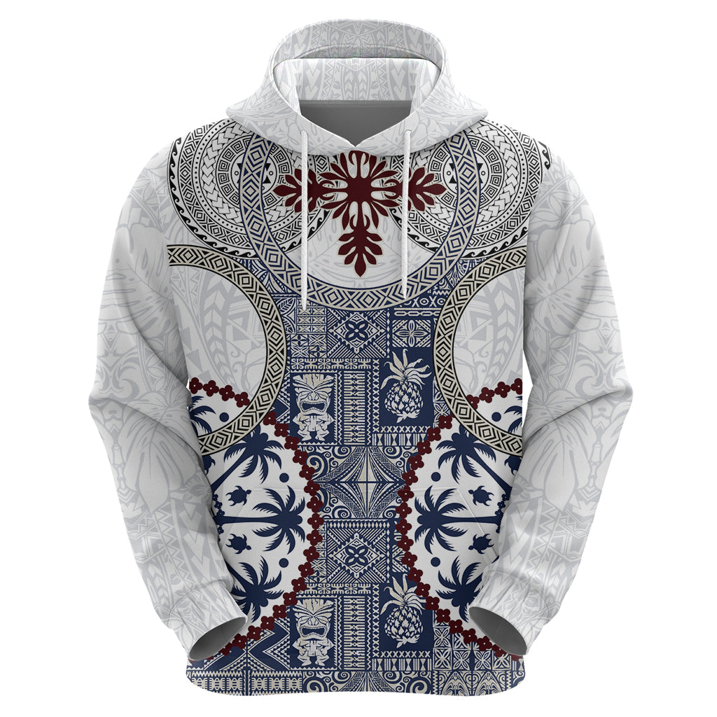 Hawaii Zip Hoodie Barkcloth Pattern Vintage Style LT05 - Polynesian Pride