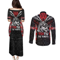 Aotearoa Mana Maori Couples Matching Puletasi and Long Sleeve Button Shirt Toitu Te Tiriti