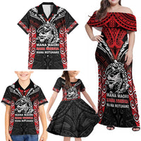 Aotearoa Mana Maori Family Matching Off Shoulder Maxi Dress and Hawaiian Shirt Toitu Te Tiriti LT05 - Polynesian Pride