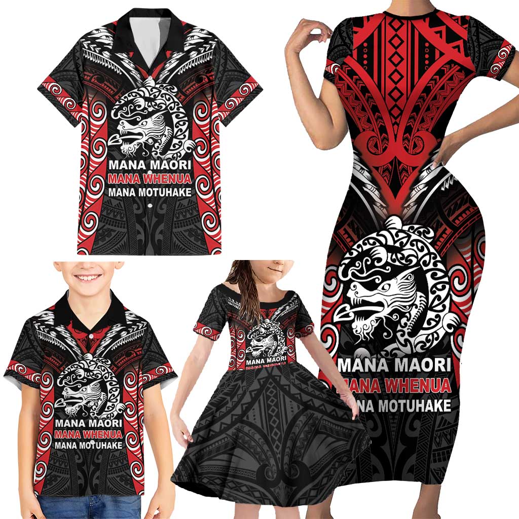 Aotearoa Mana Maori Family Matching Short Sleeve Bodycon Dress and Hawaiian Shirt Toitu Te Tiriti LT05 - Polynesian Pride