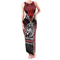Aotearoa Mana Maori Family Matching Tank Maxi Dress and Hawaiian Shirt Toitu Te Tiriti LT05 Mom's Dress Black - Polynesian Pride