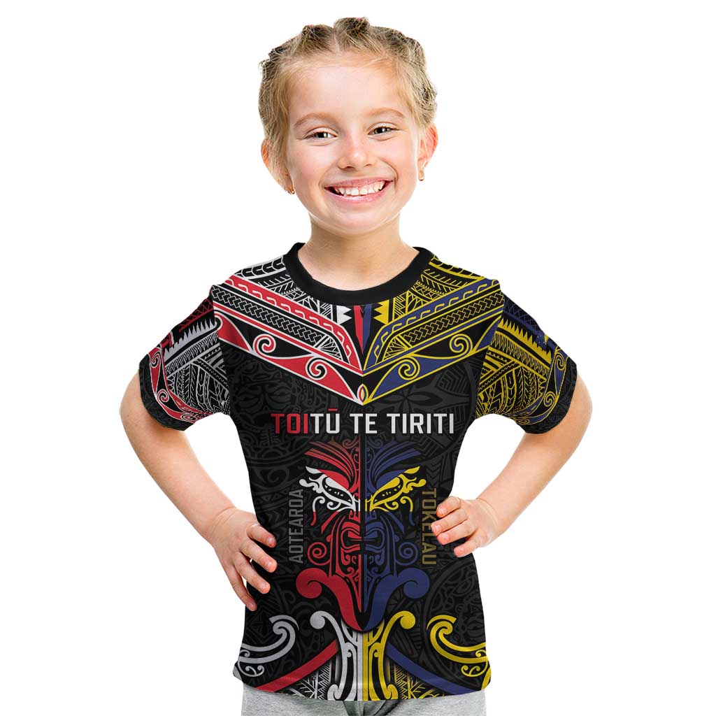 Tokelau And Aotearoa Kid T Shirt Together For Te Tiriti O Waitangi