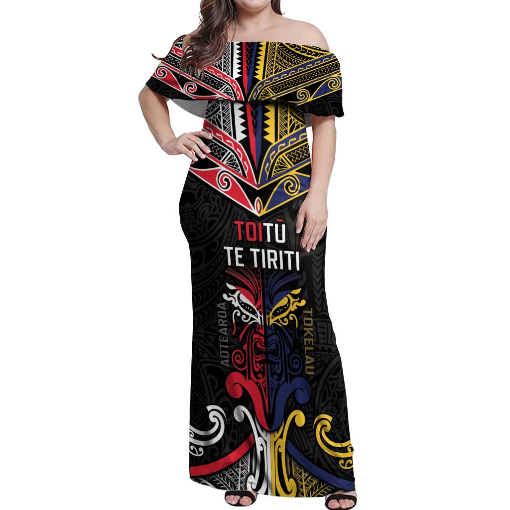 Tokelau And Aotearoa Off Shoulder Maxi Dress Together For Te Tiriti O Waitangi