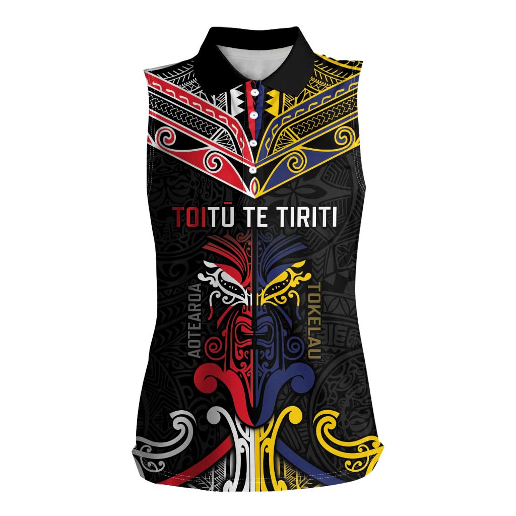 Tokelau And Aotearoa Women Sleeveless Polo Shirt Together For Te Tiriti O Waitangi