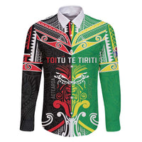 Cook Islands And Aotearoa Family Matching Off Shoulder Short Dress and Hawaiian Shirt Together For Te Tiriti O Waitangi