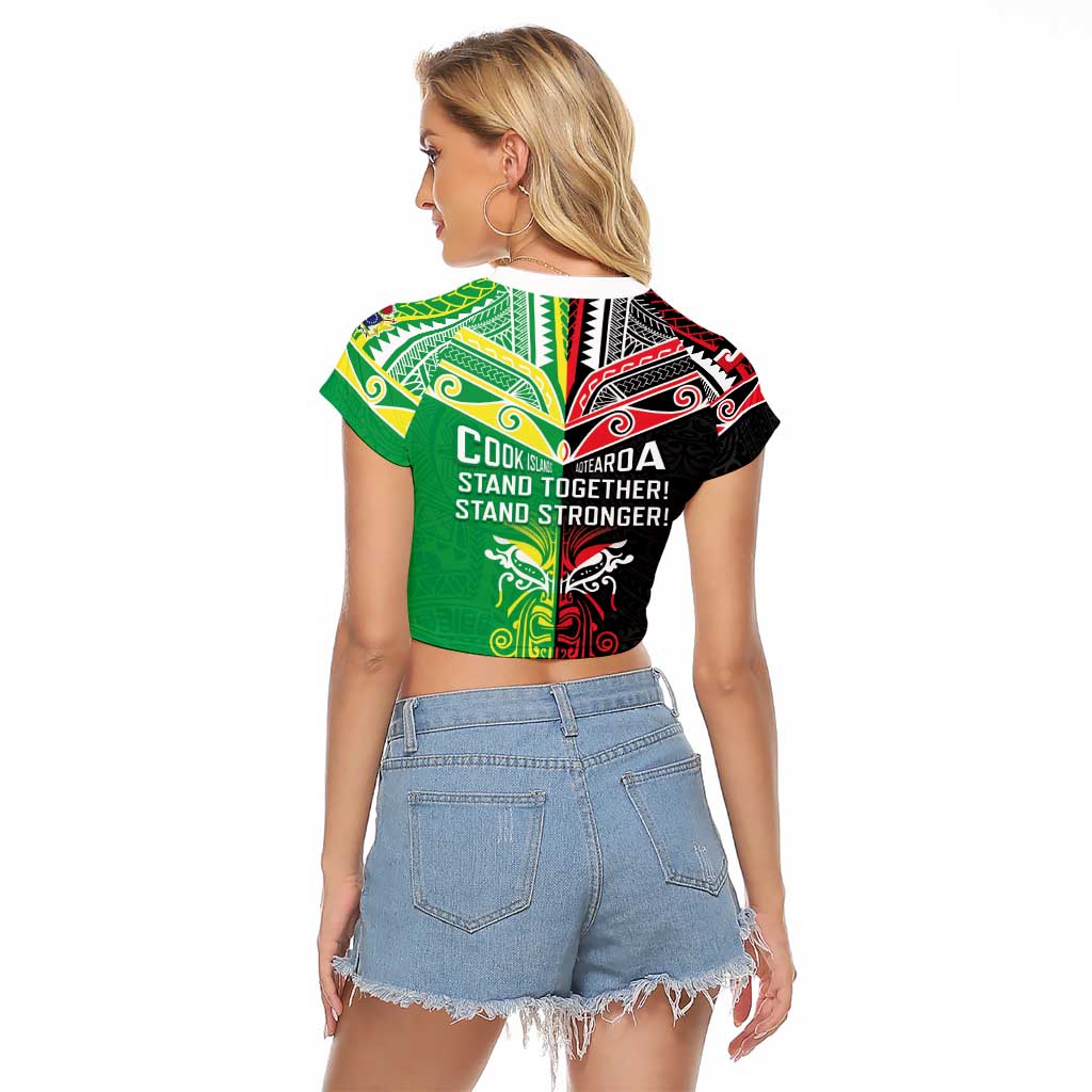 Cook Islands And Aotearoa Raglan Cropped T Shirt Together For Te Tiriti O Waitangi
