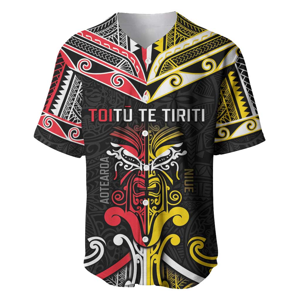 Niue And Aotearoa Baseball Jersey Together For Te Tiriti O Waitangi