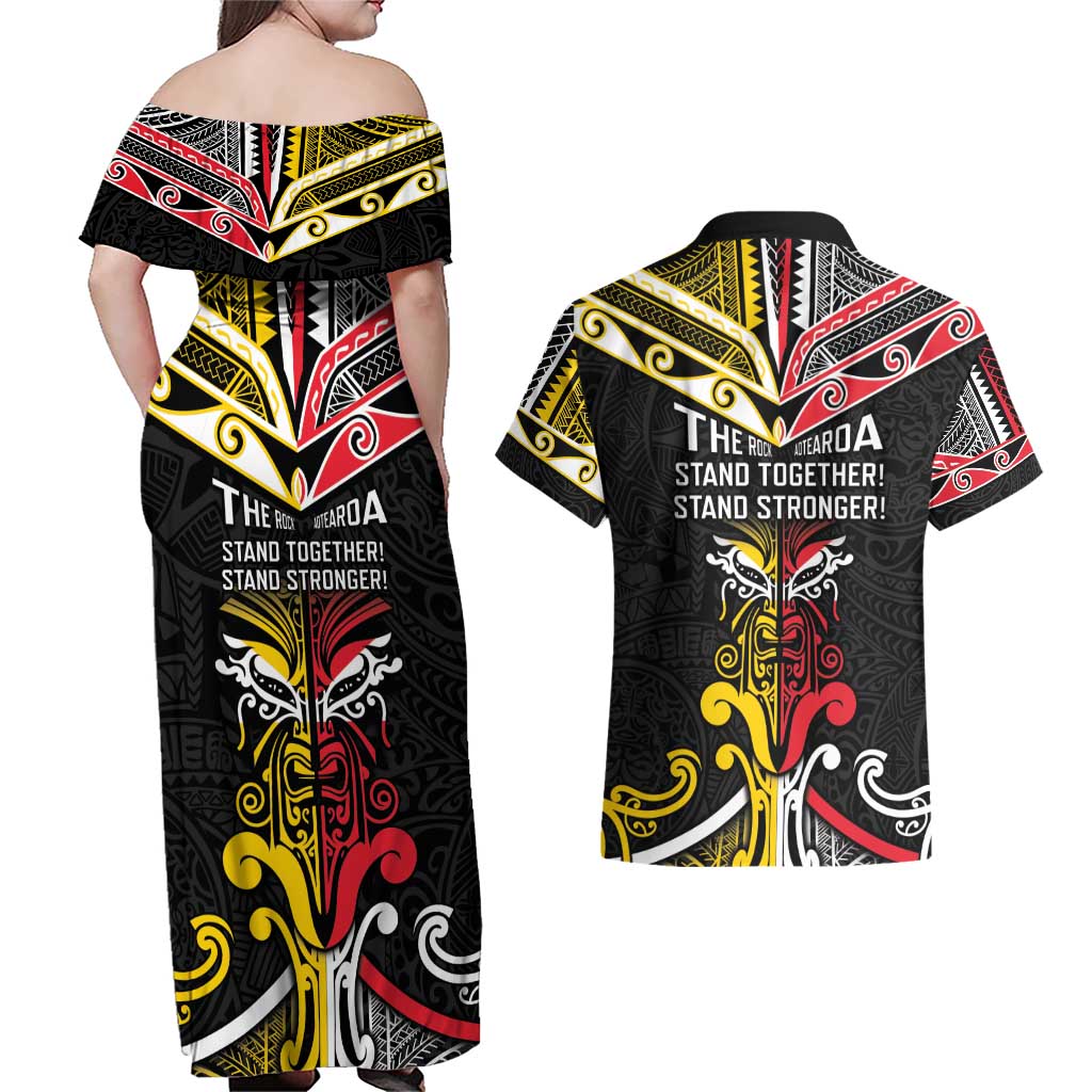 Niue And Aotearoa Couples Matching Off Shoulder Maxi Dress and Hawaiian Shirt Together For Te Tiriti O Waitangi LT05 - Polynesian Pride