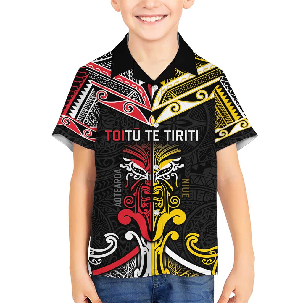 Niue And Aotearoa Kid Hawaiian Shirt Together For Te Tiriti O Waitangi