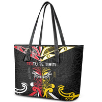 Niue And Aotearoa Leather Tote Bag Together For Te Tiriti O Waitangi
