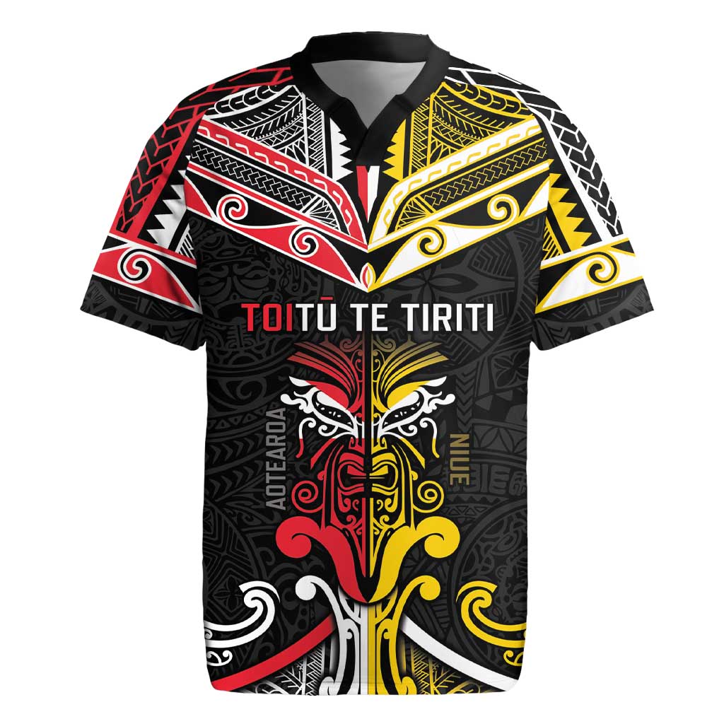 Niue And Aotearoa Rugby Jersey Together For Te Tiriti O Waitangi LT05 Black - Polynesian Pride