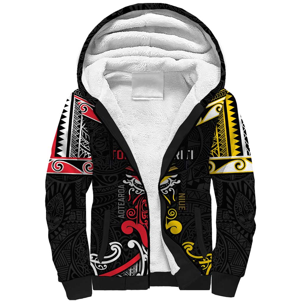 Niue And Aotearoa Sherpa Hoodie Together For Te Tiriti O Waitangi