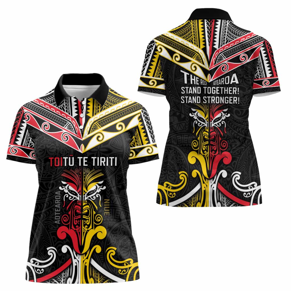 Niue And Aotearoa Women Polo Shirt Together For Te Tiriti O Waitangi
