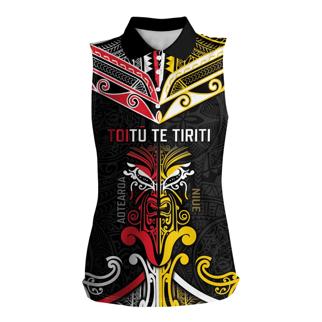 Niue And Aotearoa Women Sleeveless Polo Shirt Together For Te Tiriti O Waitangi