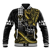 Hawaii Ikaika Warrior Helmet Baseball Jacket Gold Style LT05 Unisex Gold - Polynesian Pride