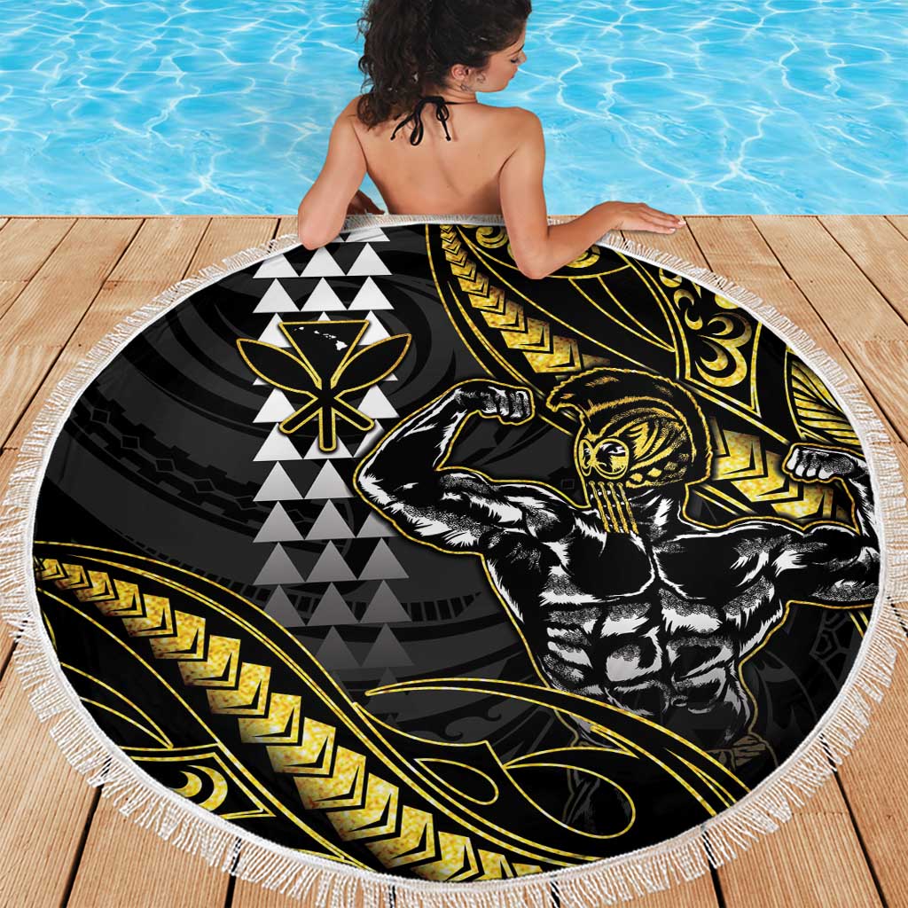 Hawaii Ikaika Warrior Helmet Beach Blanket Gold Style LT05 - Polynesian Pride