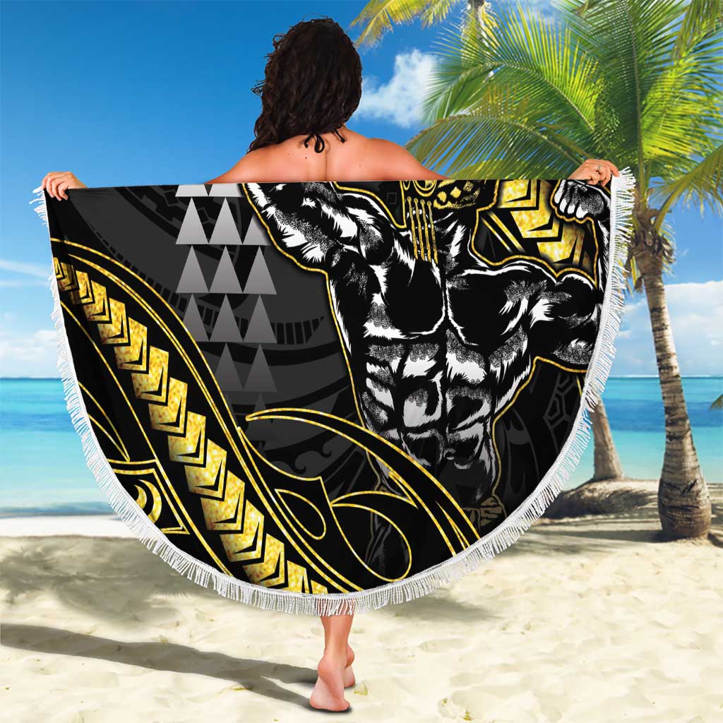 Hawaii Ikaika Warrior Helmet Beach Blanket Gold Style LT05 - Polynesian Pride