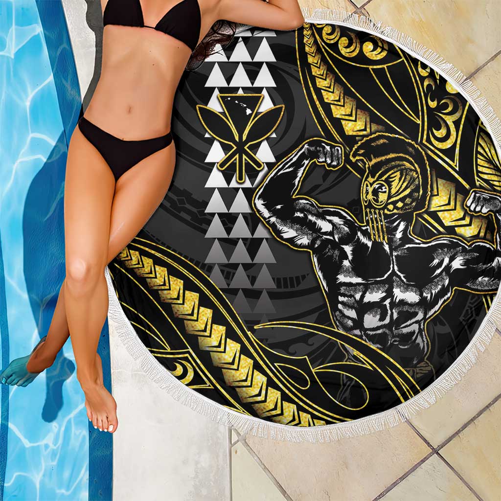 Hawaii Ikaika Warrior Helmet Beach Blanket Gold Style LT05 - Polynesian Pride