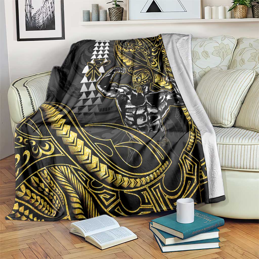 Hawaii Ikaika Warrior Helmet Blanket Gold Style LT05 Gold - Polynesian Pride