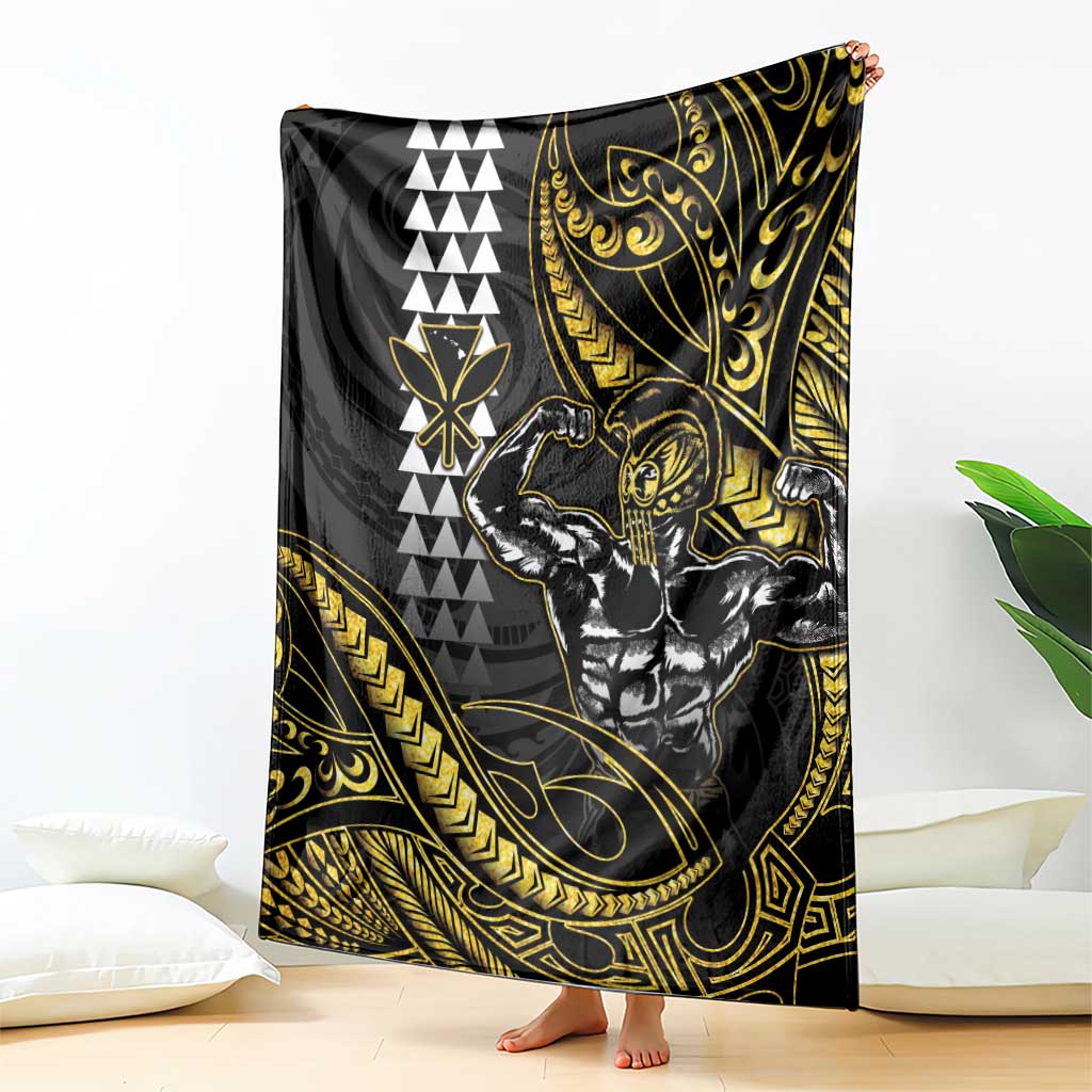 Hawaii Ikaika Warrior Helmet Blanket Gold Style LT05 - Polynesian Pride