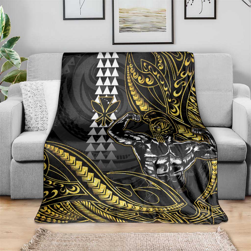 Hawaii Ikaika Warrior Helmet Blanket Gold Style LT05 - Polynesian Pride