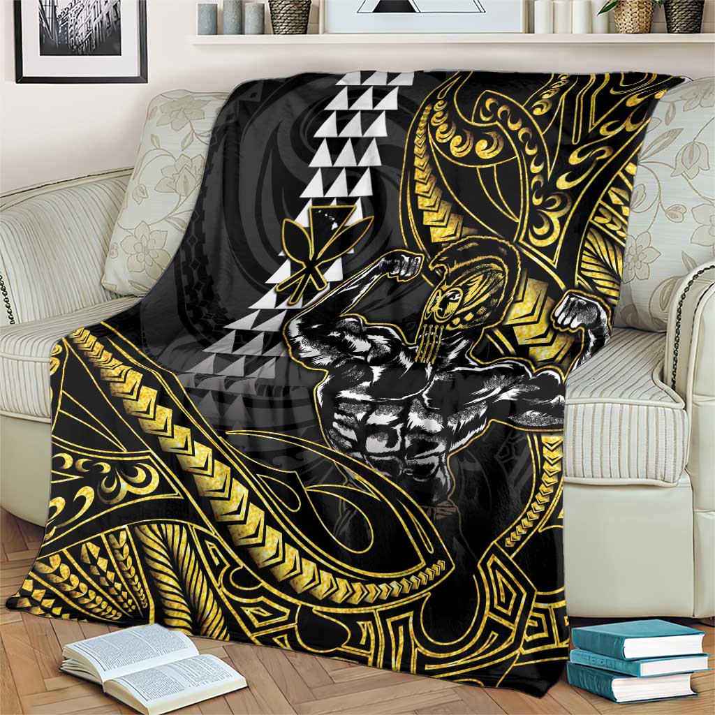 Hawaii Ikaika Warrior Helmet Blanket Gold Style LT05 - Polynesian Pride