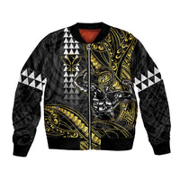 Hawaii Ikaika Warrior Helmet Bomber Jacket Gold Style LT05 Unisex Gold - Polynesian Pride