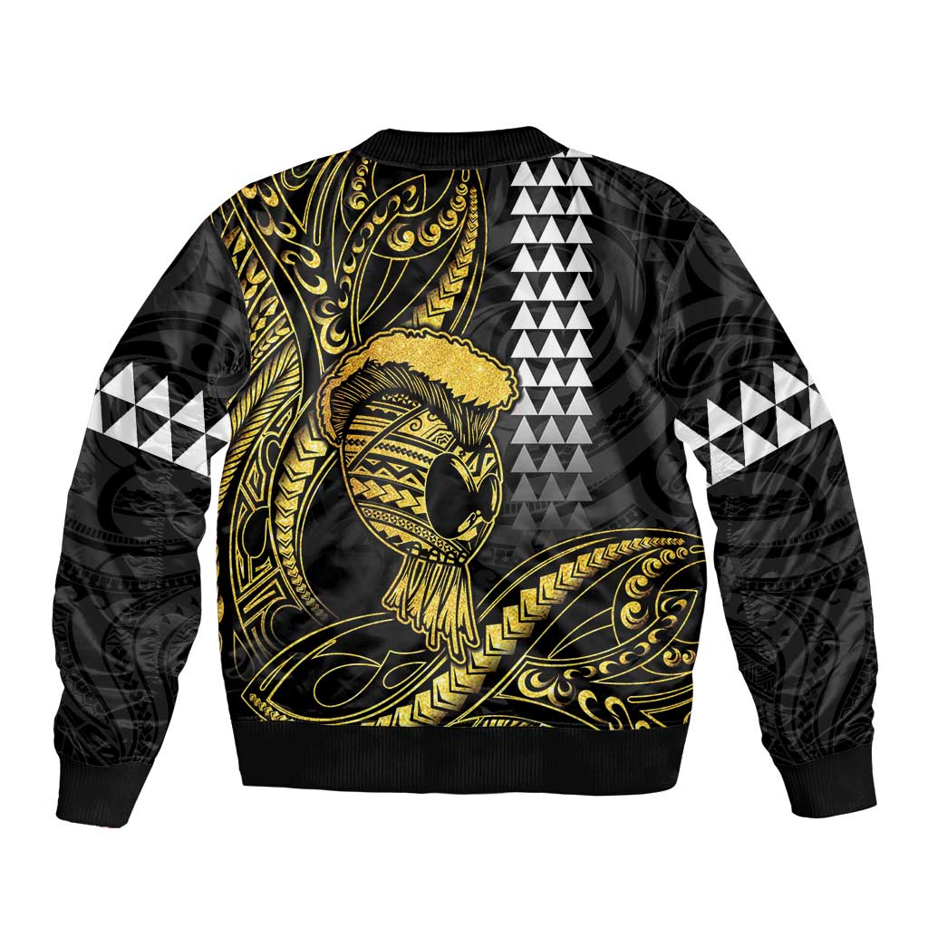 Hawaii Ikaika Warrior Helmet Bomber Jacket Gold Style LT05 - Polynesian Pride