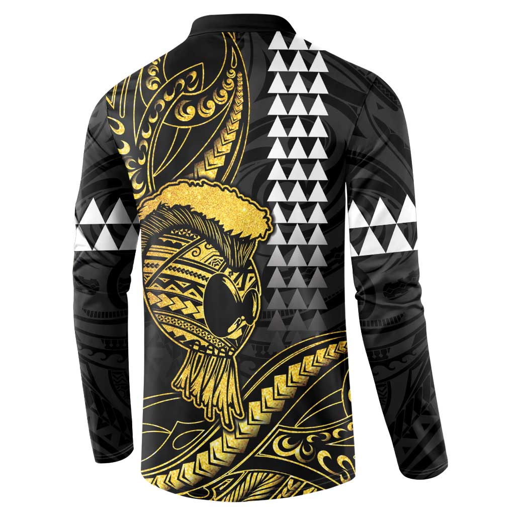 Hawaii Ikaika Warrior Helmet Button Sweatshirt Gold Style LT05 - Polynesian Pride