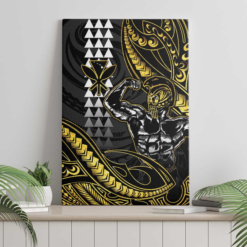 Hawaii Ikaika Warrior Helmet Canvas Wall Art Gold Style LT05 - Polynesian Pride