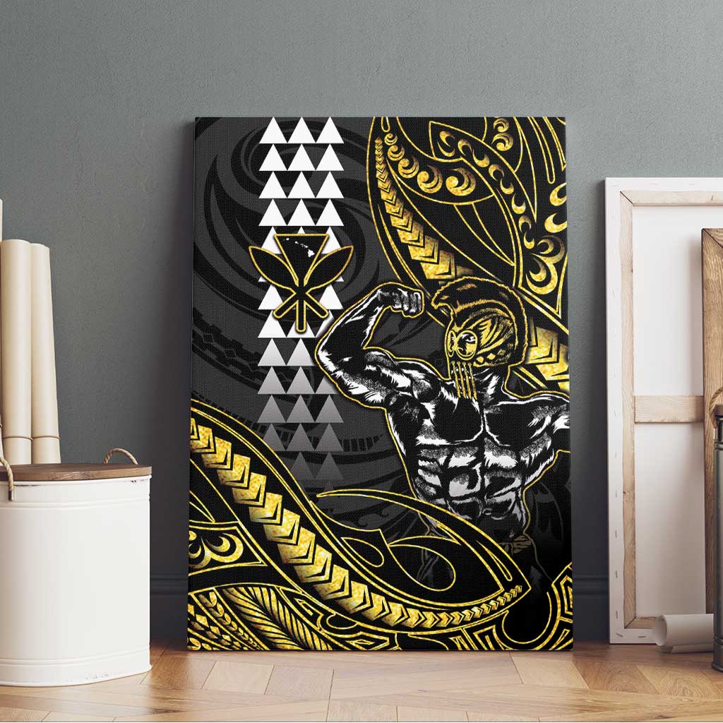 Hawaii Ikaika Warrior Helmet Canvas Wall Art Gold Style LT05 - Polynesian Pride