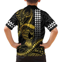 Hawaii Ikaika Warrior Helmet Family Matching Off Shoulder Maxi Dress and Hawaiian Shirt Gold Style LT05 - Polynesian Pride