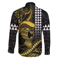 Hawaii Ikaika Warrior Helmet Family Matching Off Shoulder Short Dress and Hawaiian Shirt Gold Style LT05 - Polynesian Pride