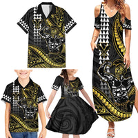 Hawaii Ikaika Warrior Helmet Family Matching Summer Maxi Dress and Hawaiian Shirt Gold Style LT05 - Polynesian Pride